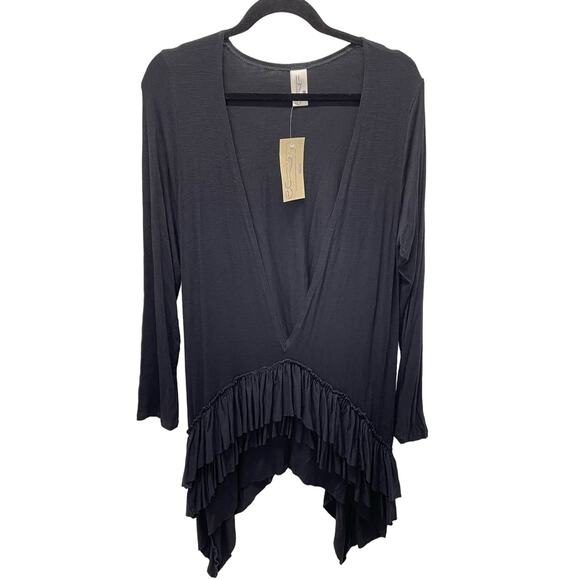 Earth Creations Double the Fun Layering Top Black Tunic Hemp and Spandex Size M - Picture 1 of 8
